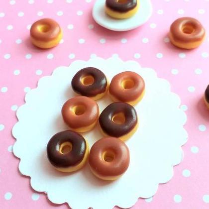 6 Pcs Dollhouse Miniature Chocolate Donuts, Fake..