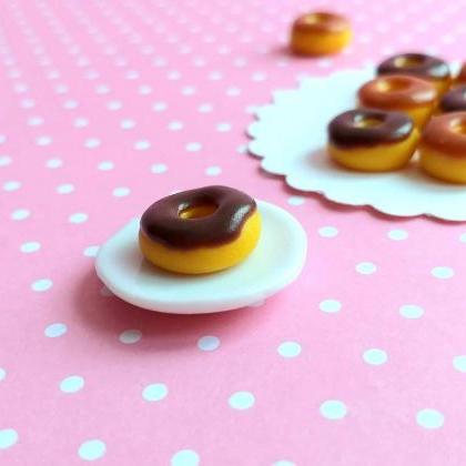 6 Pcs Dollhouse Miniature Chocolate Donuts, Fake..