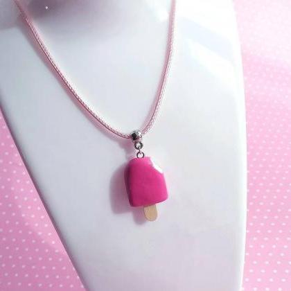 Popsicle Strawberry Necklace - Ice Cream Jewelry -..