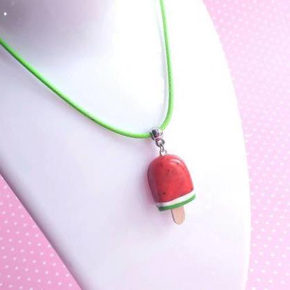 Popsicle Watermelon Necklace - Ice Cream Jewelry -..