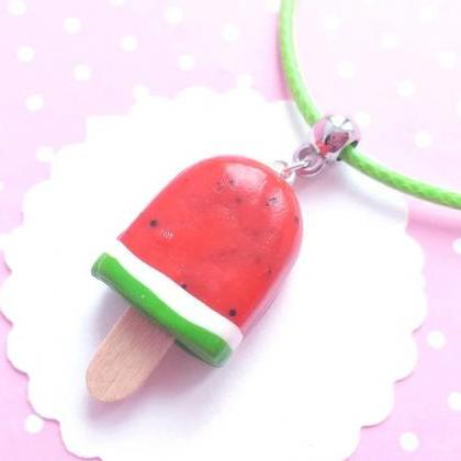 Popsicle Watermelon Necklace - Ice Cream Jewelry -..