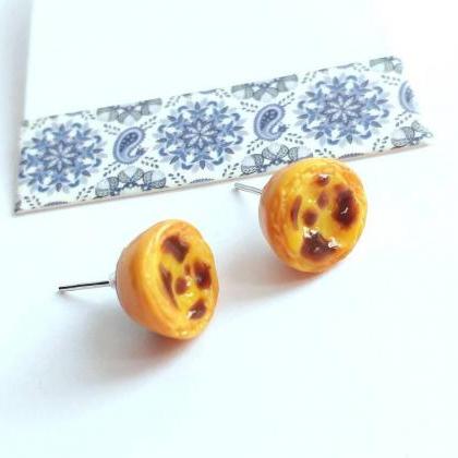 Portuguese Egg Tart Stud Earrings -food Jewelry -..