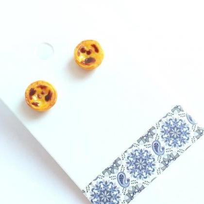 Portuguese Egg Tart Stud Earrings -food Jewelry -..
