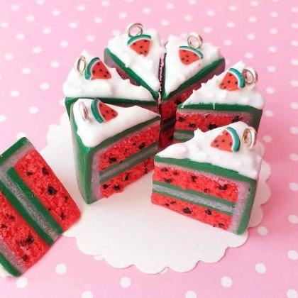 Watermelon Cake Charm - Miniature Food - Kawaii..