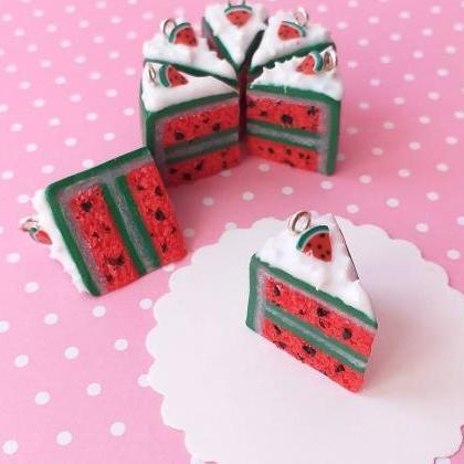 Watermelon Cake Charm - Miniature Food - Kawaii..