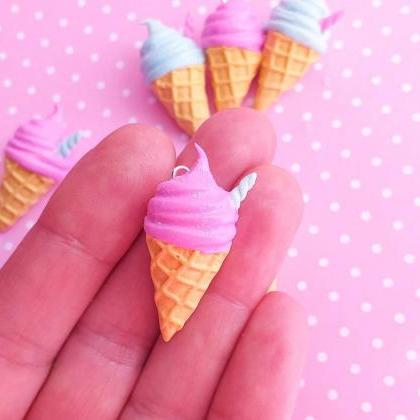 Unicorn Ice Cream Charm - Miniature Food - Kawaii..