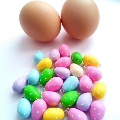 5 Miniature Eggs Charms - Kawaii Charms - Polymer..