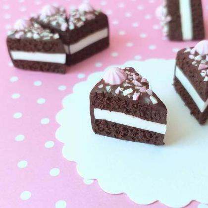 2 Pcs Dollhouse Miniature Chocolate Cake Slices,..