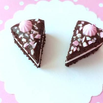 2 Pcs Dollhouse Miniature Chocolate Cake Slices,..