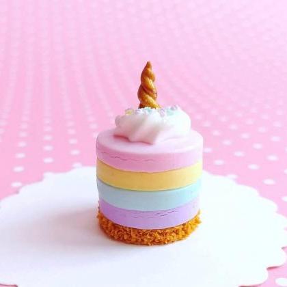 Dollhouse Miniature Unicorn Cheesecake, Fake Food,..