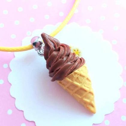 Swirl Ice Cream Necklace - Chocolate Ice Cream..