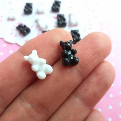 6 Miniature Gummy Bears Cabochons, Black Or White,..