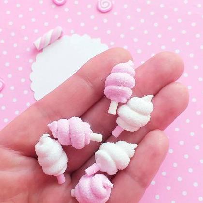 2 Sparkly Cotton Candy Cabochons, Decoden, Diy,..