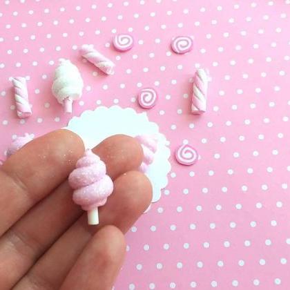 2 Sparkly Cotton Candy Cabochons, Decoden, Diy,..