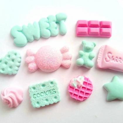 10 Sweets Cabochons, Diy, Decoden, Polymer Clay,..