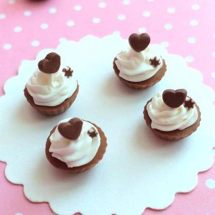 4 Pcs Dollhouse Miniature Chocolate Cupcake, Fake..