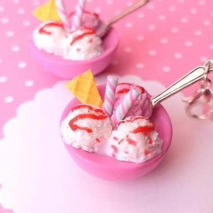 Ice Cream Bowl Charm - Miniature Food - Kawaii..