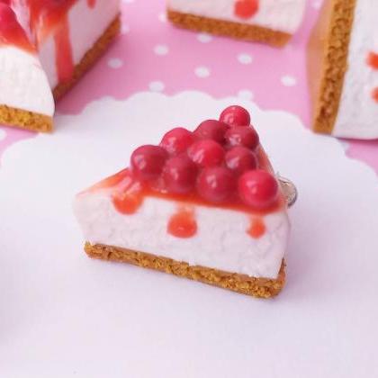 Cherry Cheesecake Charm - Miniature Food - Kawaii..