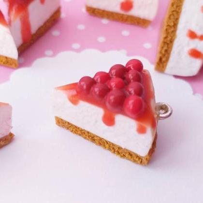 Cherry Cheesecake Charm - Miniature Food - Kawaii..