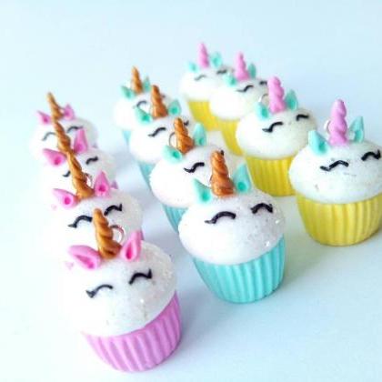 Unicorn Cupcake Charm - Miniature Food - Kawaii..