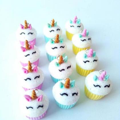 Unicorn Cupcake Charm - Miniature Food - Kawaii..
