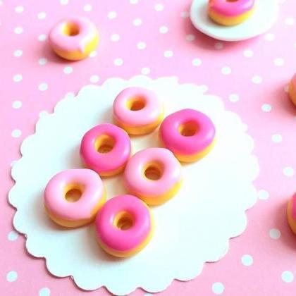 6 Pcs Dollhouse Miniature Pink Donuts, Fake Food,..