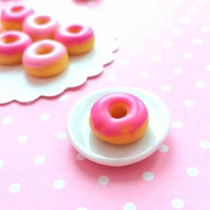 6 Pcs Dollhouse Miniature Pink Donuts, Fake Food,..