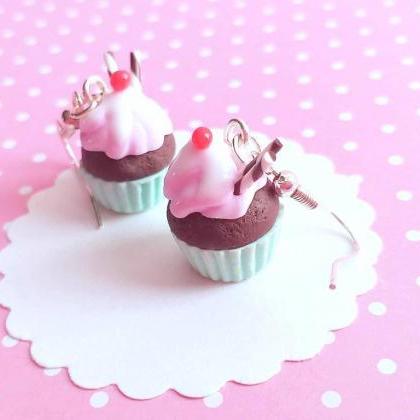 Cupcake Earrings -food Jewelry - Miniature Food-..