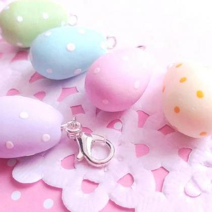 5 Pastel Miniature Eggs Charms - Kawaii Charms -..