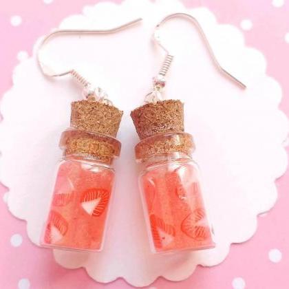 Strawberry Juice Earrings - Food Jewelry -..