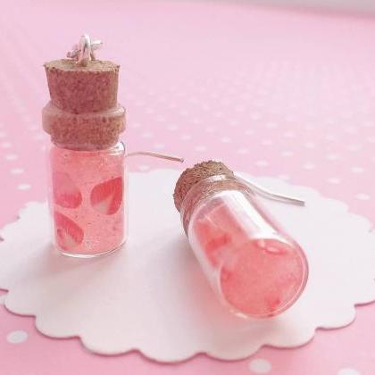 Strawberry Juice Earrings - Food Jewelry -..
