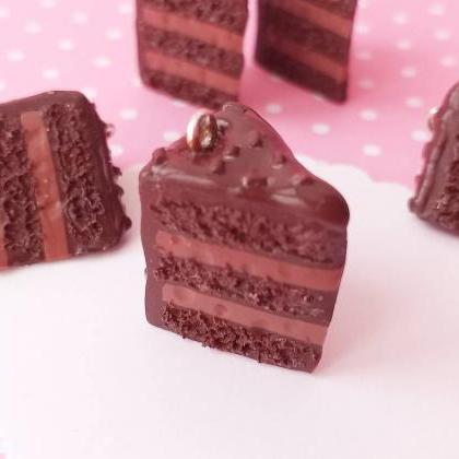Chocolate Cake Charm - Miniature Food - Kawaii..