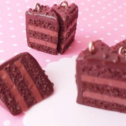 Chocolate Cake Charm - Miniature Food - Kawaii..