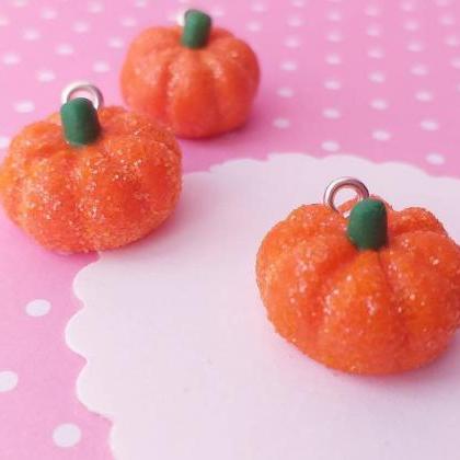 Halloween Pumpkin Charm - Miniature Food - Kawaii..