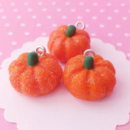 Halloween Pumpkin Charm - Miniature Food - Kawaii..