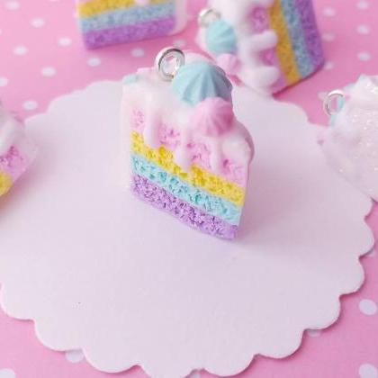 Rainbow Cake Charm - Miniature Food - Kawaii..