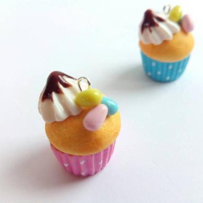 Easter Cupcake Charm - Miniature Food - Kawaii..