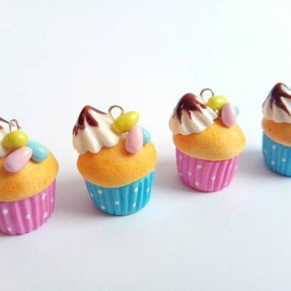Easter Cupcake Charm - Miniature Food - Kawaii..