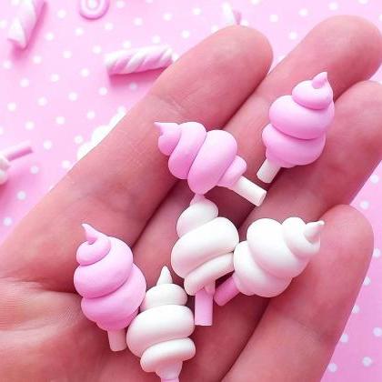 2 Cotton Candy Cabochons, Decoden, Diy, Fake Food..