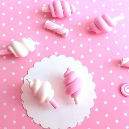2 Cotton Candy Cabochons, Decoden, Diy, Fake Food..