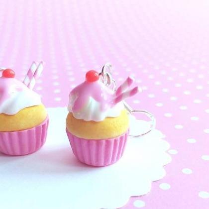 Cupcake Earrings -food Jewelry - Miniature Food-..