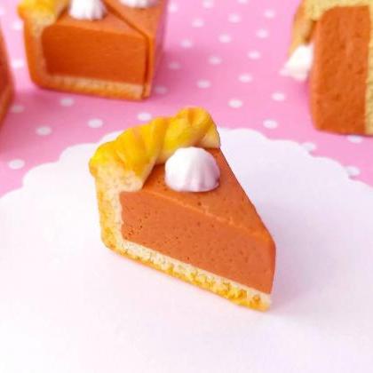 Pumpkin Pie Charm - Miniature Food - Kawaii Charms..