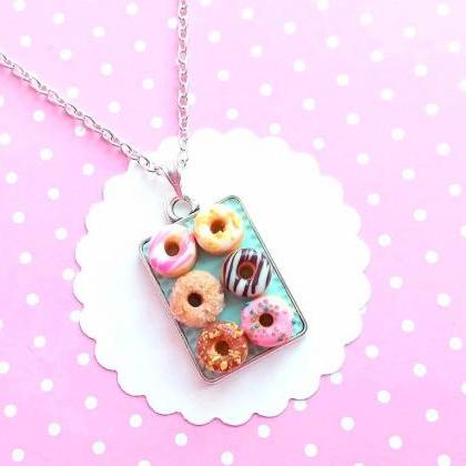 Donuts Necklace - Charm Necklace Pendant - Food..