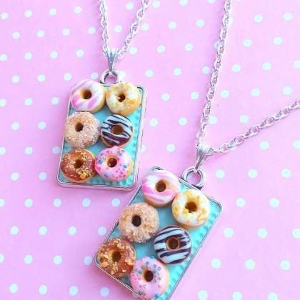 Donuts Necklace - Charm Necklace Pendant - Food..