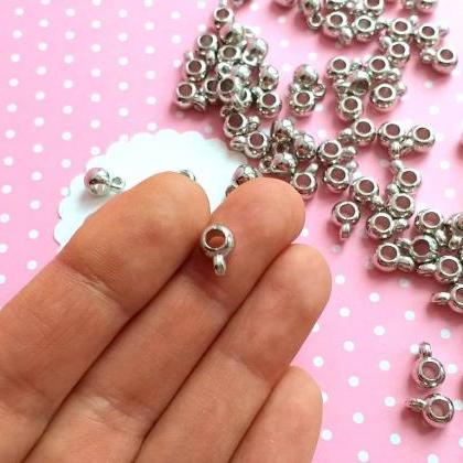 50 Plastic Bails Silver Tone, Jewelry Supplies