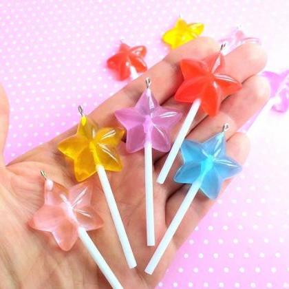 2 Star Lollipops, Kawaii, Fake Food Charms, Gift..