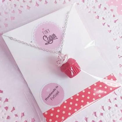 Red Velvet Cupcake Necklace - Charm Necklace..