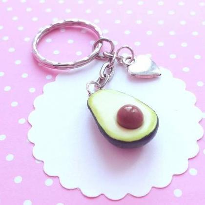 Avocado Keychain - Miniature Food - Food Keychain..