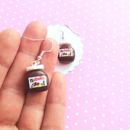 Nutella Earrings -food Jewelry - Miniature Food-..