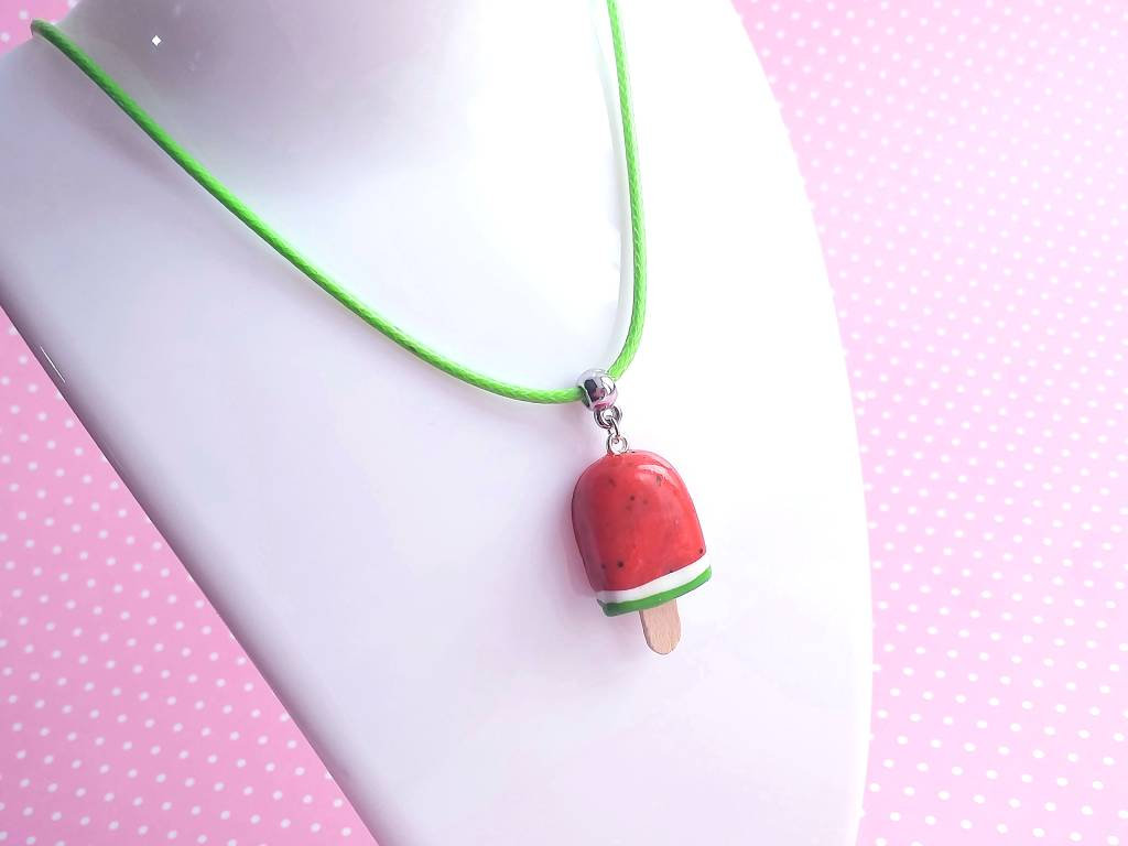 Popsicle Watermelon Necklace - Ice Cream Jewelry - Charm Necklace Pendant - Food Jewelry - Kawaii Fashion - Gift